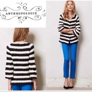EUC Anthropologie Monogram Spike Striped Cardigan